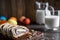 Easter open cupcake, on a wooden table in a rustic style, selective focus, shallow depth of field, low lighting, in the