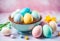 Easter pastel colored eggs