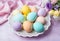 Easter pastel colored eggs