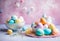 Easter pastel colored eggs