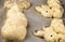 Easter pastries, challah, rabbit-shaped buns. Proofing baking before placing in the oven. Close-up. Shallow depth of field.