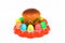 Easter pastries and colored Easter eggs on white background