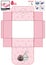 Easter pink box template. holiday basket and hare