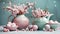 Easter pink mint decor with painted pink eggs and pink flowers