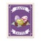 Easter postal stamp, egg nest, retro graphic. Vintage vector