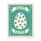 Easter postal stamp, egg, retro graphic. Vintage vector