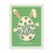 Easter postal stamp, egg, retro graphic. Vintage vector