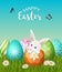 Easter poster with adorable bunny and colorful eggs