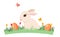 Easter poster and banner template with Easter eggs. Greetings and presents for Easter Day with rabbit.