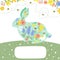 Easter poster template with floral rabbit bunny. Happy Easter invitation. Floral easter banner. Cute spring graphic