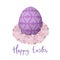 Easter purple egg. Decorated festive egg with simple abstract decoration. Spring holiday.