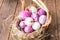 Easter purple eggs in basket