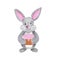 Easter rabbit bunny with baked cake in hands isolated on white. Watercolor gouache hand drawn illustration