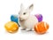 Easter rabbit with colored eggs