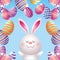 Easter rabbit with cute eggs decoration