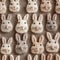 Easter Rabbit, knitted seamless pattern, farmhouse style. Ai generated