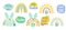 Easter rainbow set. Easter quotes in abstract shapes. Rabbit bunny ears. Spring easter element isolated collection