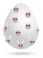 Easter realistic white egg decorated with cute pink rabbits. Vector illustration.