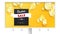 Easter sale. Get extra fifty percent off. Easter eggs with hand paintings patterns. Billboard with holiday ad. Template