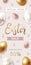 Easter Sale vertical flyer design template with handwritten lettering and realistic decorative golden eggs