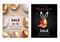 Easter Sale white, black and rose gold posters or flyers design set with eggs and rabbits ears. Place for your text