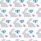 Easter Seamless Pattern With Bunny And Butterfly Ornament On White Background