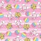 Easter seamless pattern with cute rabbit and colorful egg on striped background for kid wallpaper and scrap paper