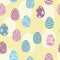 Easter seamless pattern with different eggs.