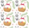 Easter seamless pattern with eggs basket and rabbit. Endless Spring background, texture, digital paper. Vector