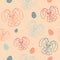 Easter seamless pattern rabbits holding eggs pastel shades