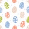 Easter seamless pattern with various colored eggs.