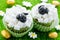 Easter sheep cupcakes , funny cakes shaped cute sheeps with marshmallow