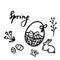 Easter sping doodle elements. Hand drawn graphic