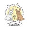 Easter spring bunnies vector illustration greeting card