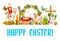 Easter spring holiday cartoon banner design