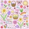 Easter Spring Notebook Doodles Vector Set