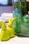 Easter table decoration with ceramic bunnies