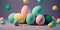 Easter-themed background with pastel colors and eggs Generative AI