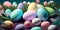 Easter-themed background with pastel colors and eggs Generative AI