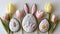 Easter themed cookies with tulips on a white background