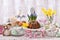 Easter traditional cakes on festive table