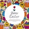 Easter traditional doodle banners - eggs, chickens, basket, Christian vector set decorating. Vector hand drawings