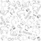 Easter vector doodles seamless with eastern symbols and objects background