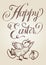 Easter vector vintage hand drawn illustration with lettering and the newly hatched chick.