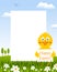 Easter Vertical Frame with Cute Chick