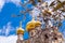 Easter view of Mary Magdalene Convent with Almond Flowers, Jerusalem