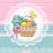 Easter vintage card with basket and eggs