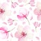 Easter watercolor seamless pattern with sakura