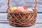 Easter wicker basket close up.