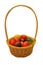Easter wicker basket with colorful plastic eggs